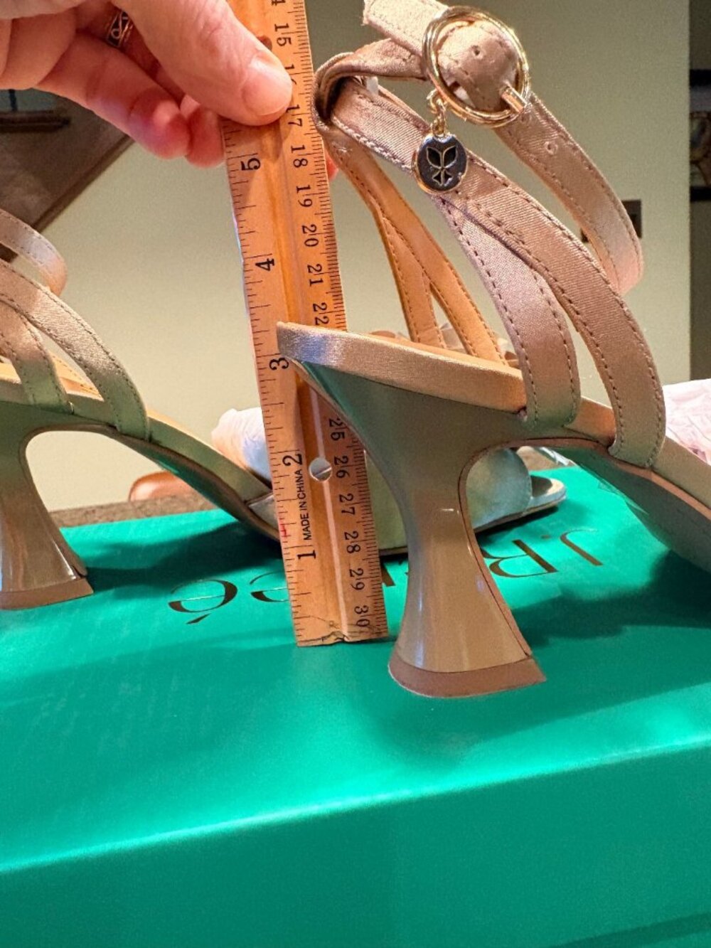 J Renee Beige Satin Pomeline Heels, 8.5 W